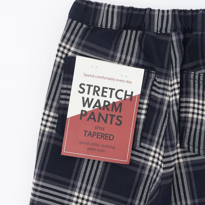 日本童裝 pe#main 薄抓毛格紋彈性長褲 80-130cm 男童款 冬季 PANTS