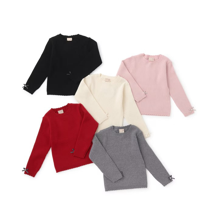 日本童裝 pe#main 羅紋針織上衣 80-130cm 女童款 冬季 TOPS 聖誕紅/新年紅