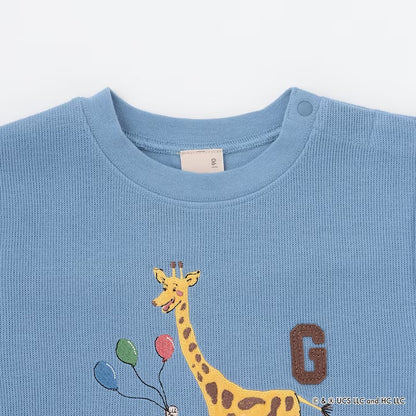 日本童裝 pe#main x Curious George 拼接衛衣 80-130cm 男童款 冬季 TOPS 聖誕紅/新年紅