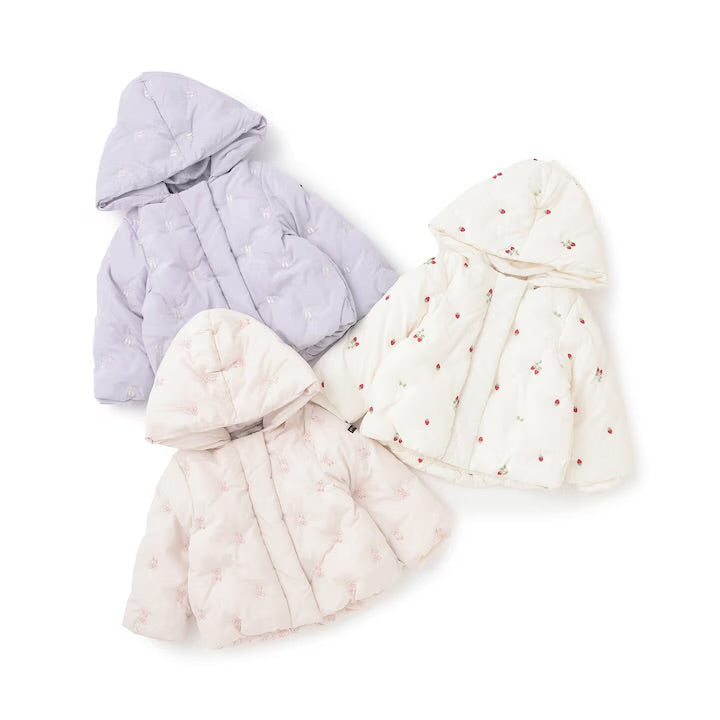 日本童裝 pe#main 刺繡圖案夾棉外套 80-130cm 女童款 冬季 (適合香港平均溫度、寒冷天氣）OUTERWEAR 