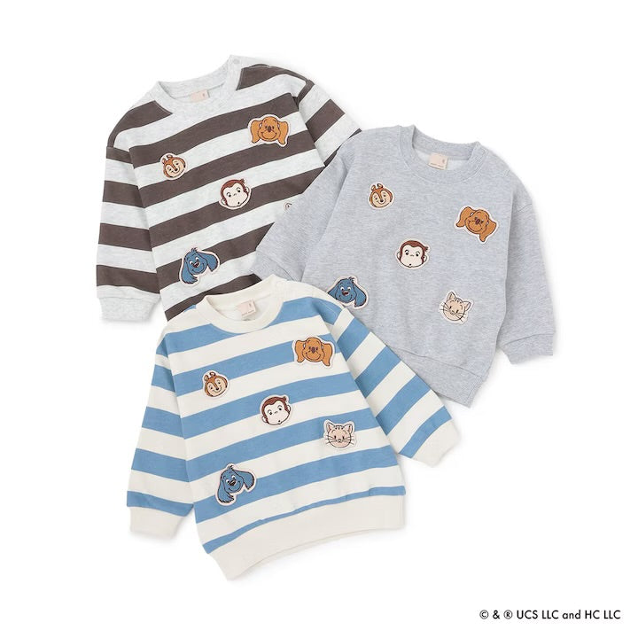 日本童裝 pe#main x Curious George 補丁衛衣 80-130cm 男童款/女童款 冬季 TOPS