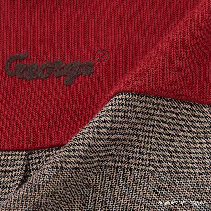 日本童裝 pe#main x Curious George 拼接衛衣 80-130cm 男童款 冬季 TOPS 聖誕紅/新年紅