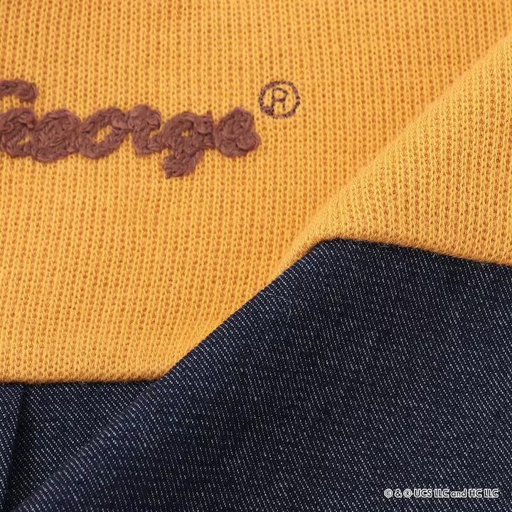 日本童裝 pe#main x Curious George 拼接衛衣 80-130cm 男童款 冬季 TOPS 聖誕紅/新年紅