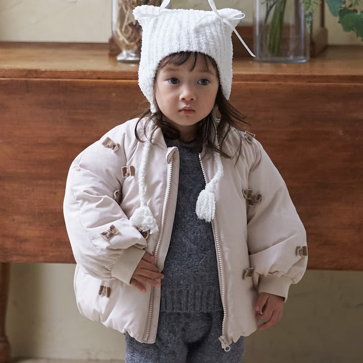 日本童裝 pe#main 蝴蝶結緞帶夾棉外套 80-130cm 女童款 冬季 (適合寒冷天氣、溫度低天氣）OUTERWEAR 