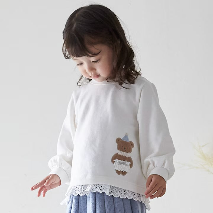 日本童裝 pe#main 動物圖案蕾絲衛衣 80-130cm 女童款 冬季 TOPS