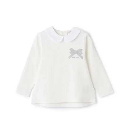 日本童裝 pe#main 緞帶領長袖上衣 80-130cm 女童款 冬季 TOPS