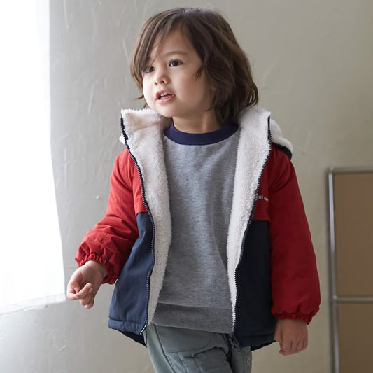 日本童裝 pe#main 2Way 雙面兩著 毛毛風褸 80-130cm 男童款 冬季 (適合初秋、香港平均溫度、寒冷天氣）OUTERWEAR