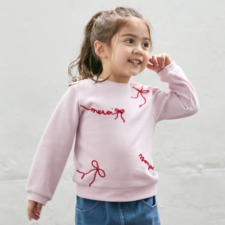 日本童裝 pe#main 刺繡Logo長袖上衣 80-130cm 女童款 冬季 TOPS