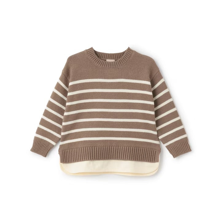 日本童裝 pe#main 假兩件條紋針織毛衣 80-130cm 男童款/女童款 冬季 TOPS