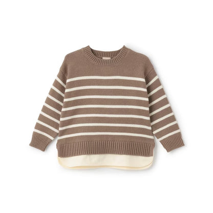 日本童裝 pe#main 假兩件條紋針織毛衣 80-130cm 男童款/女童款 冬季 TOPS