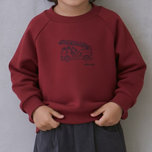 日本童裝 pe#main 印花衛衣 80-130cm 男童款 冬季 TOPS  聖誕紅/新年紅