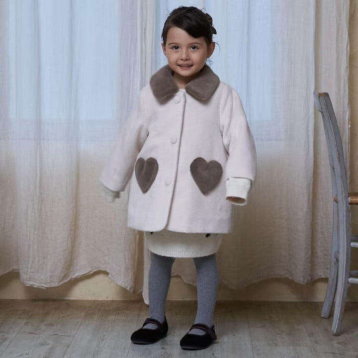 日本童裝 pe#main 毛領心型口袋外套 80-130cm 女童款 冬季 (適合香港平均溫度、寒冷天氣）OUTERWEAR