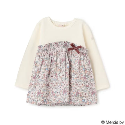 日本童裝 pe#main x miffy 碎花拼接上衣 80-130cm 女童款 冬季 TOPS