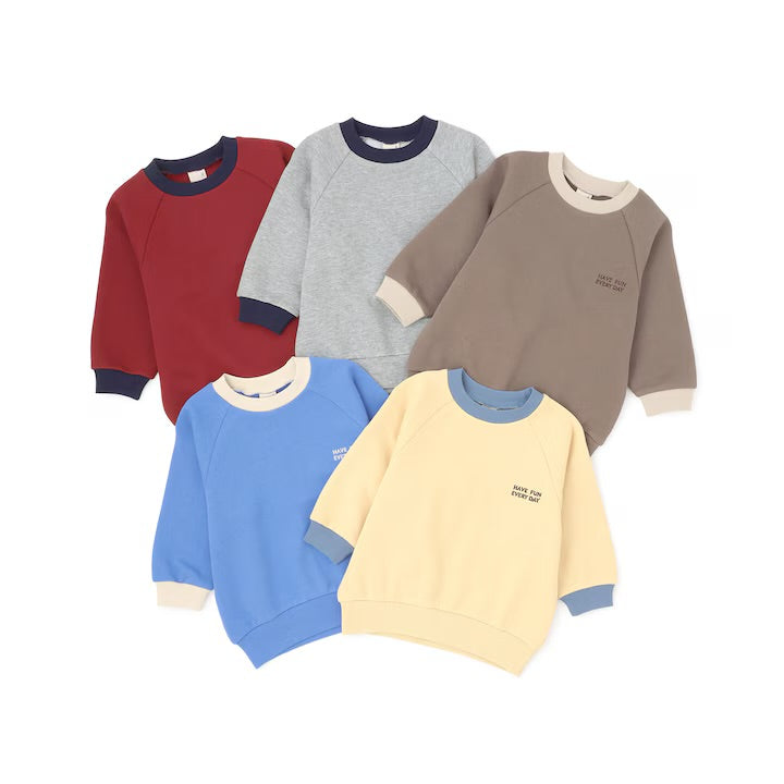 日本童裝 pe#main 抓毛領口撞色衛衣 80-130cm 男童款 冬季 TOPS