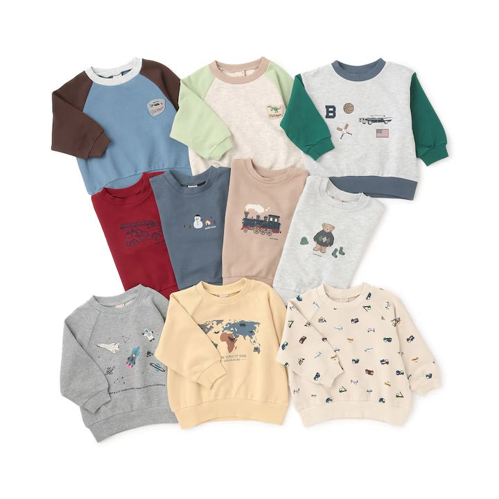 日本童裝 pe#main 印花衛衣 80-130cm 男童款 冬季 TOPS  聖誕紅/新年紅