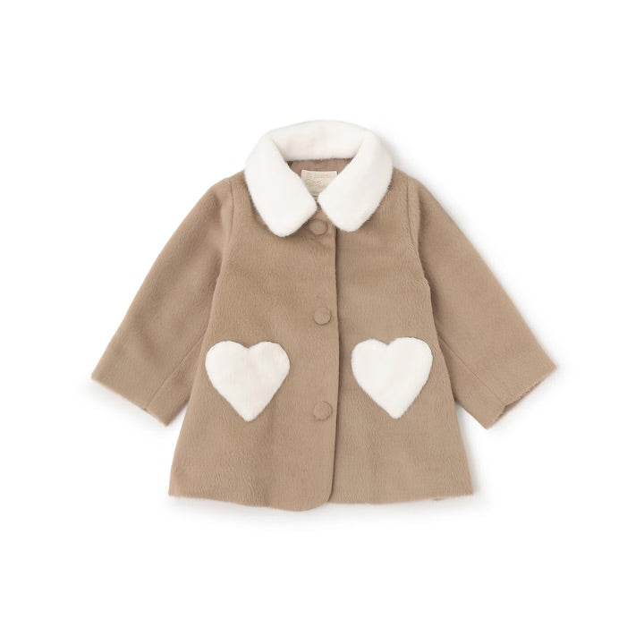 日本童裝 pe#main 毛領心型口袋外套 80-130cm 女童款 冬季 (適合香港平均溫度、寒冷天氣）OUTERWEAR