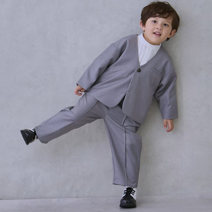 日本童裝 pe#main 無領西裝外套長褲套裝 90-130cm 男童款 冬季 OUTERWEAR PANTS 面試/宴會/表演