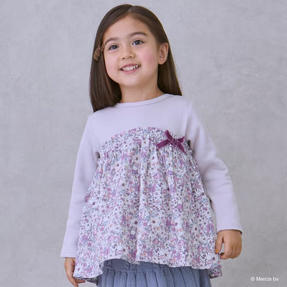 日本童裝 pe#main x miffy 碎花拼接上衣 80-130cm 女童款 冬季 TOPS