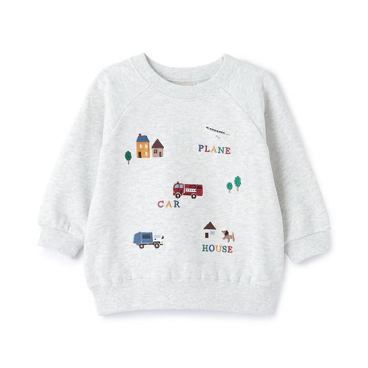 日本童裝 pe#main 車車刺繡衛衣 80-130cm 男童款 冬季 TOPS 聖誕紅/新年紅