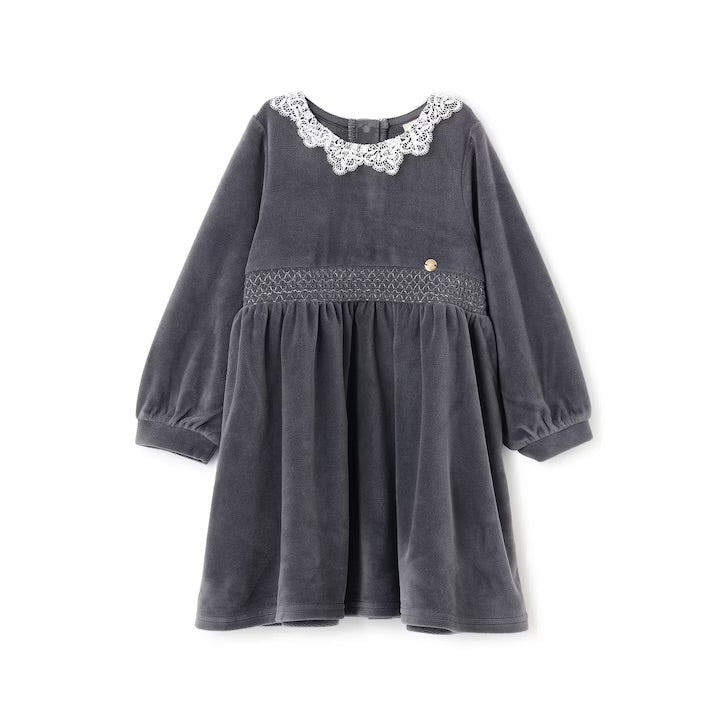 日本童裝 pe#main 天鵝絨蕾絲連身裙 80-130cm 女童款 冬季 DRESSES 面試/宴會/表演