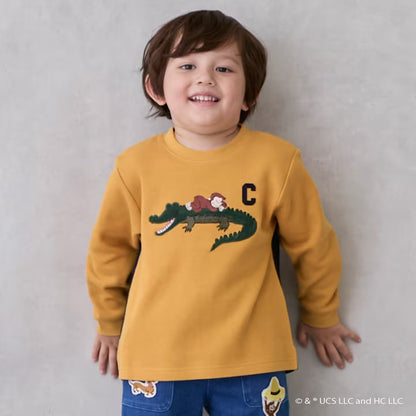 日本童裝 pe#main x Curious George 拼接衛衣 80-130cm 男童款 冬季 TOPS 聖誕紅/新年紅