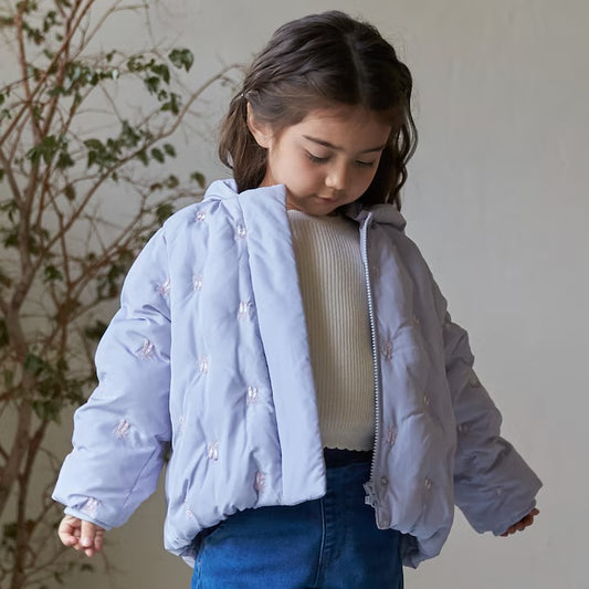日本童裝 pe#main 刺繡圖案夾棉外套 80-130cm 女童款 冬季 (適合香港平均溫度、寒冷天氣）OUTERWEAR 