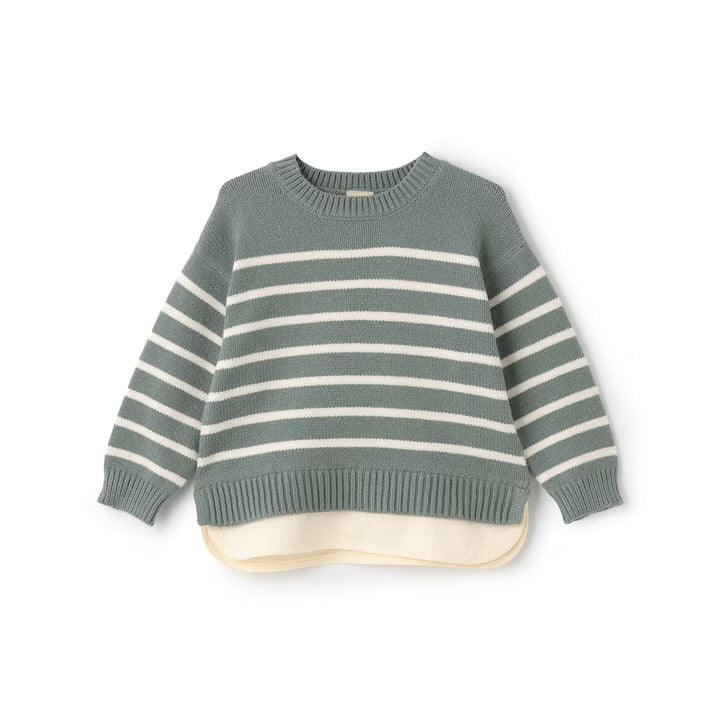 日本童裝 pe#main 假兩件條紋針織毛衣 80-130cm 男童款/女童款 冬季 TOPS