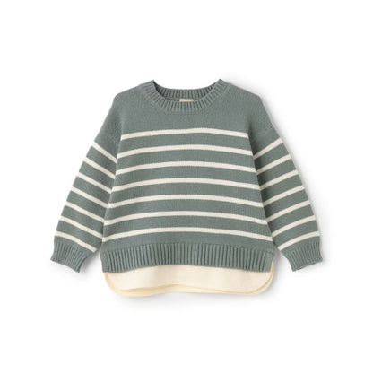 日本童裝 pe#main 假兩件條紋針織毛衣 80-130cm 男童款/女童款 冬季 TOPS