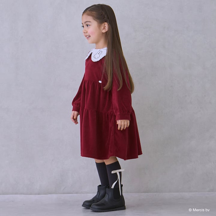 日本童裝 pe#main x miffy 翻領連身裙 80-130cm 女童款 冬季 DRESSES 聖誕紅/新年紅