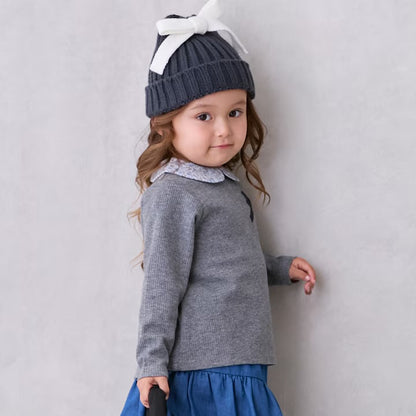 日本童裝 pe#main 緞帶領長袖上衣 80-130cm 女童款 冬季 TOPS