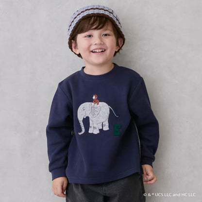 日本童裝 pe#main x Curious George 拼接衛衣 80-130cm 男童款 冬季 TOPS 聖誕紅/新年紅