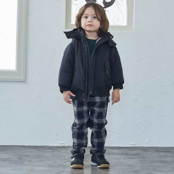 日本童裝 pe#main 薄抓毛格紋彈性長褲 80-130cm 男童款 冬季 PANTS