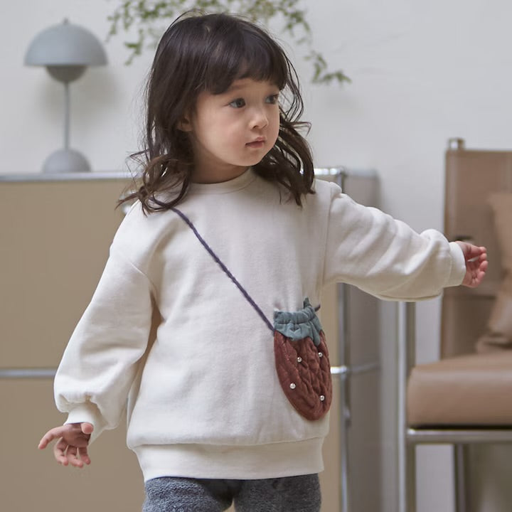 日本童裝 pe#main 抓毛士多啤梨手袋衛衣 80-130cm 女童款 冬季 TOPS