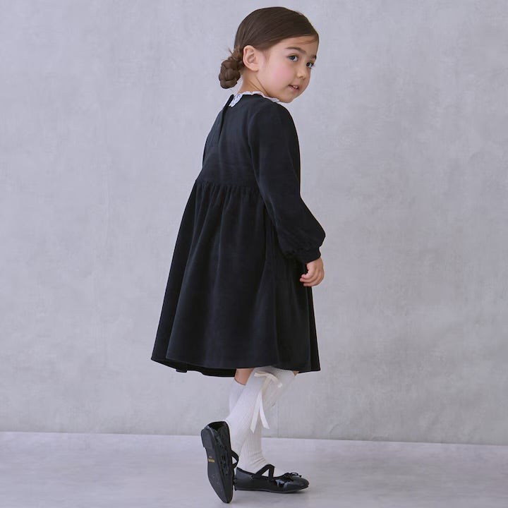 日本童裝 pe#main 天鵝絨蕾絲連身裙 80-130cm 女童款 冬季 DRESSES 面試/宴會/表演