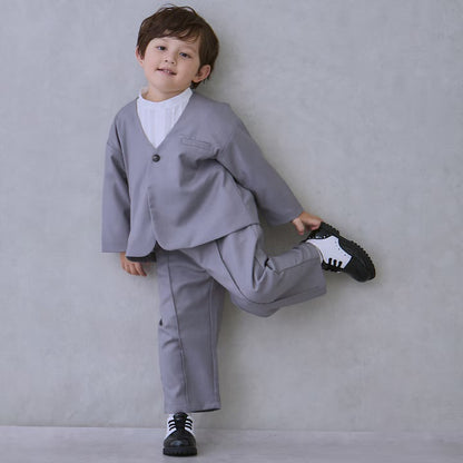 日本童裝 pe#main 無領西裝外套長褲套裝 90-130cm 男童款 冬季 OUTERWEAR PANTS 面試/宴會/表演