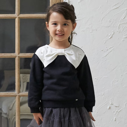 日本童裝 pe#main 抓毛珍珠蝴蝶結衛衣 80-130cm 女童款 冬季 TOPS