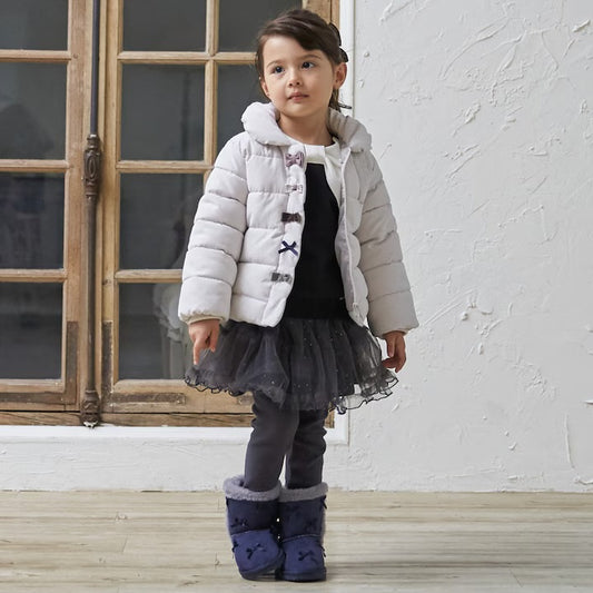 日本童裝 pe#main 蝴蝶結夾棉外套 80-130cm 女童款 冬季 (適合香港平均溫度、寒冷天氣、溫度低天氣）OUTERWEAR
