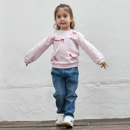 日本童裝 pe#main 刺繡Logo長袖上衣 80-130cm 女童款 冬季 TOPS