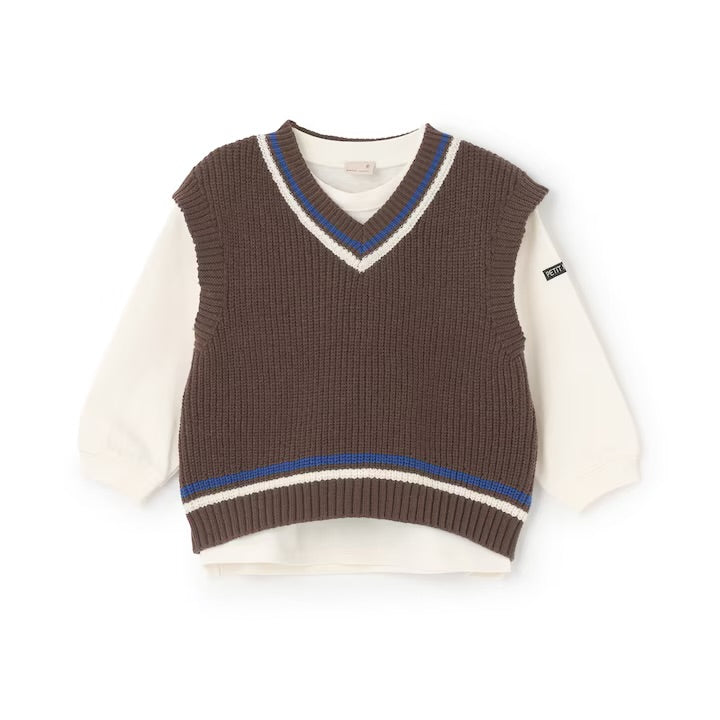 日本童裝 pe#main 針織背心＋上衣套裝 80-130cm 男童款 冬季 TOPS