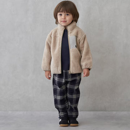 日本童裝 pe#main 薄抓毛格紋彈性長褲 80-130cm 男童款 冬季 PANTS