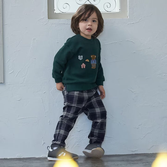 日本童裝 pe#main 薄抓毛格紋彈性長褲 80-130cm 男童款 冬季 PANTS