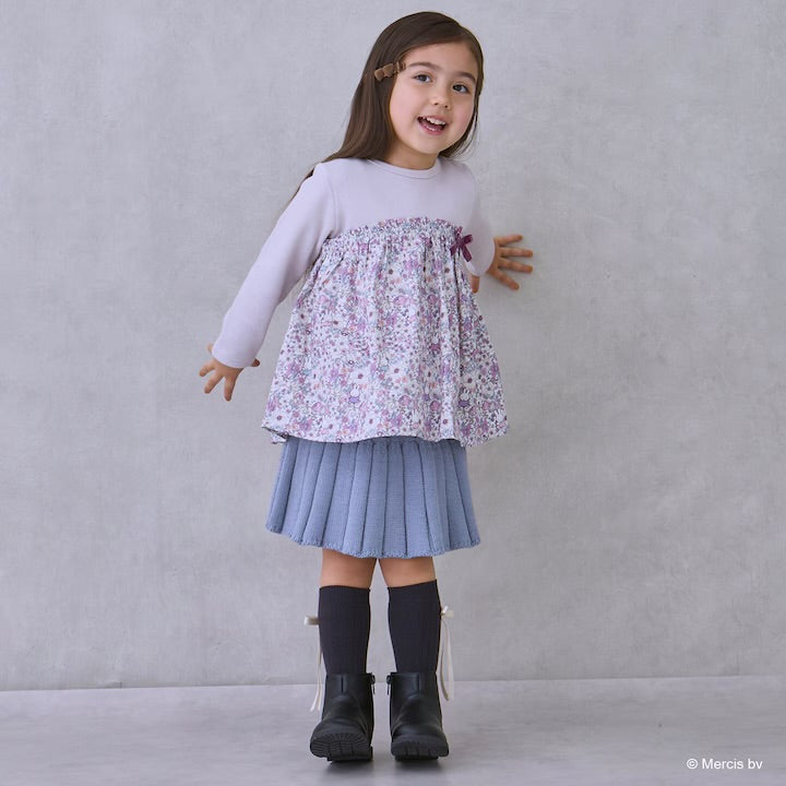 日本童裝 pe#main x miffy 碎花拼接上衣 80-130cm 女童款 冬季 TOPS