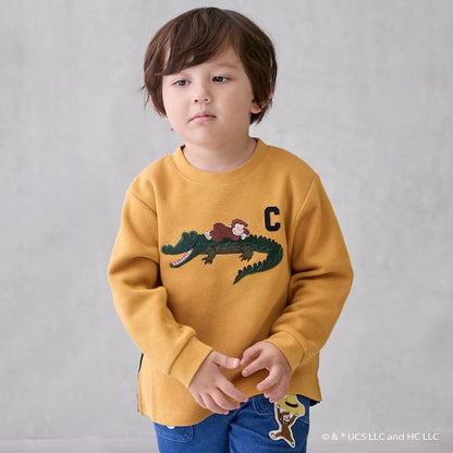 日本童裝 pe#main x Curious George 拼接衛衣 80-130cm 男童款 冬季 TOPS 聖誕紅/新年紅