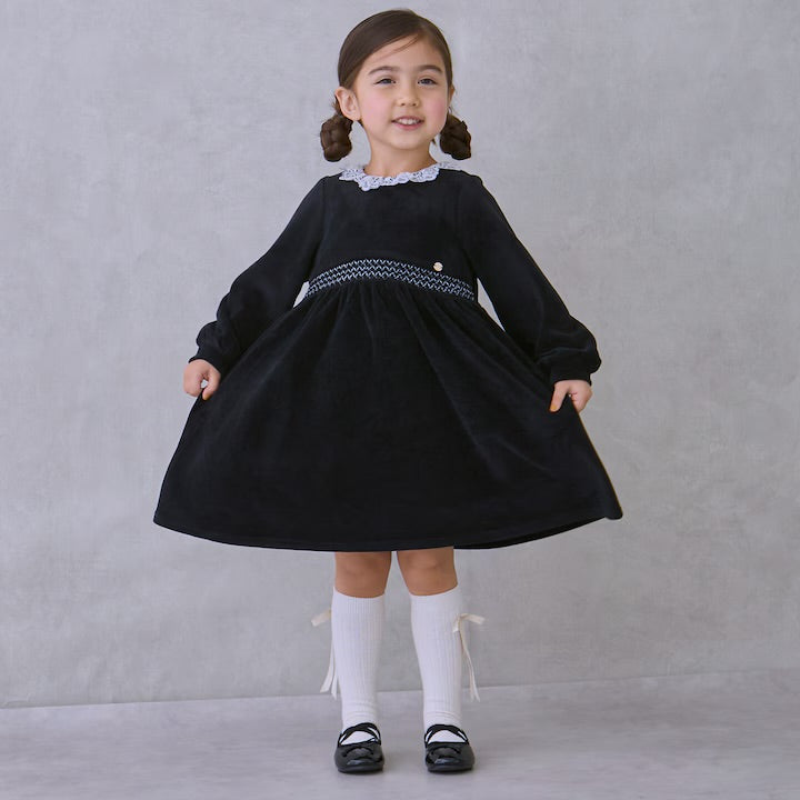 日本童裝 pe#main 天鵝絨蕾絲連身裙 80-130cm 女童款 冬季 DRESSES 面試/宴會/表演