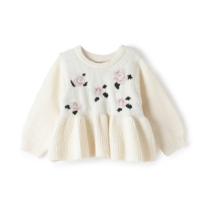 日本童裝 pe#main 珍珠針織花毛衣 80-130cm 女童款 冬季 TOPS