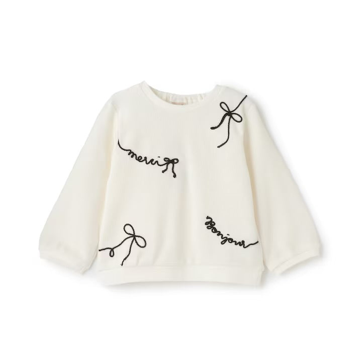 日本童裝 pe#main 刺繡Logo長袖上衣 80-130cm 女童款 冬季 TOPS