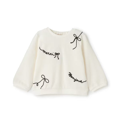 日本童裝 pe#main 刺繡Logo長袖上衣 80-130cm 女童款 冬季 TOPS