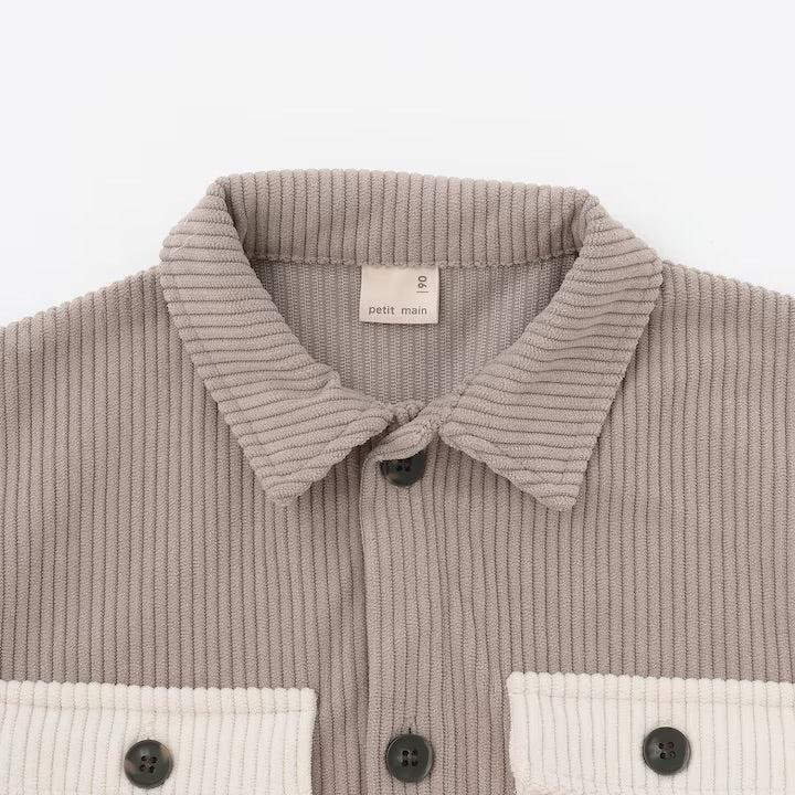 日本童裝 pe#main 燈芯絨/格紋圖案混搭襯衫 80-130cm 男童款 冬季 TOPS