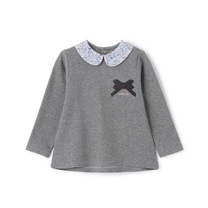 日本童裝 pe#main 緞帶領長袖上衣 80-130cm 女童款 冬季 TOPS