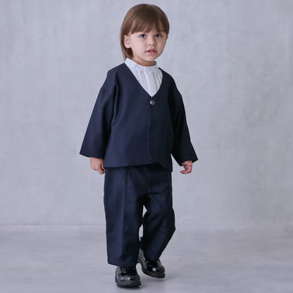 日本童裝 pe#main 無領西裝外套長褲套裝 90-130cm 男童款 冬季 OUTERWEAR PANTS 面試/宴會/表演